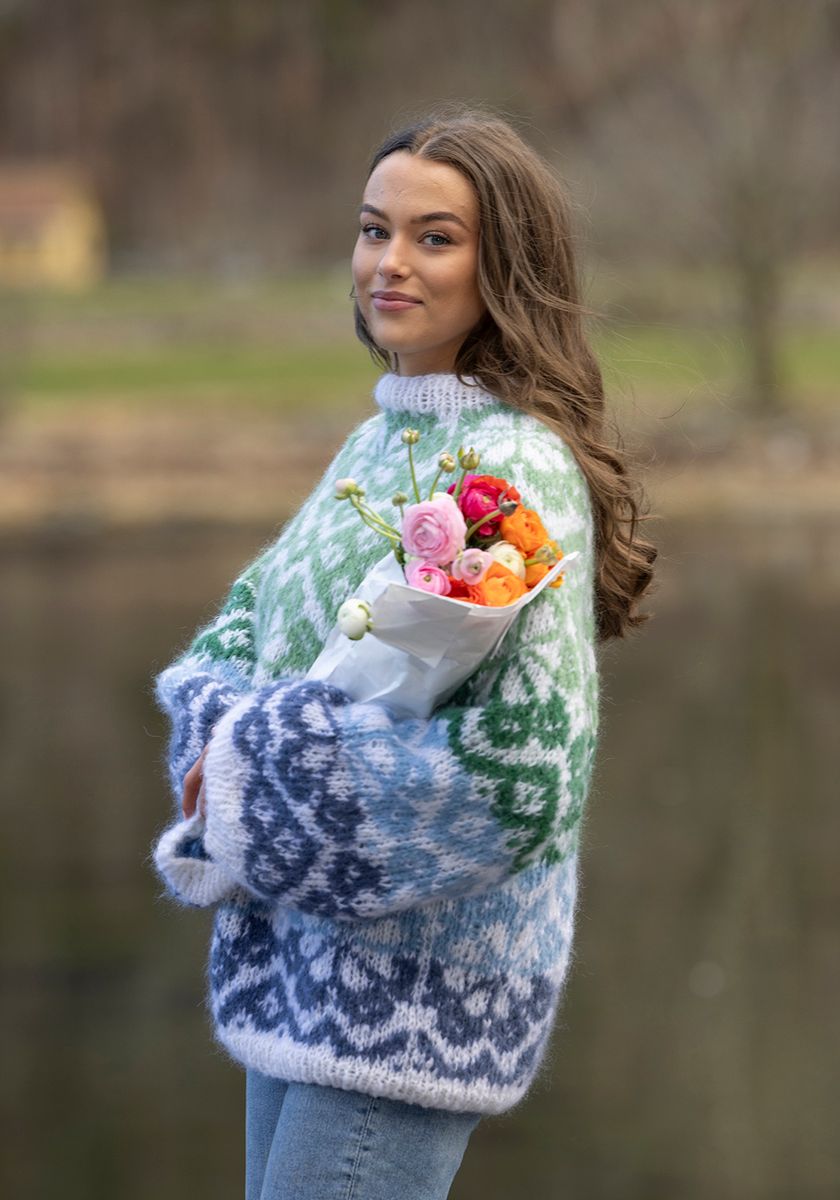 Irja genser grønn/blå